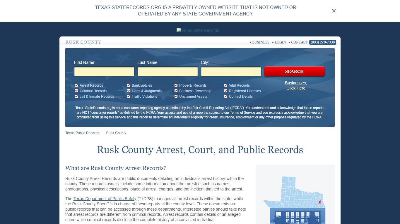 Rusk County Arrest, Court, and Public Records
